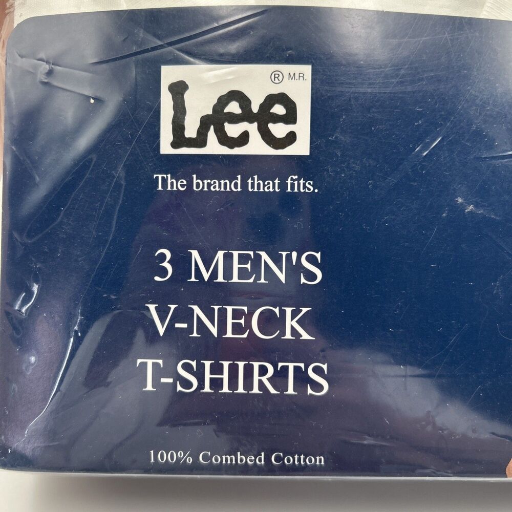 Vintage Lee Men’s L 3-Pack White Cotton Jersey V-Neck Short Sleeve T-Shirts - Picture 3 of 6